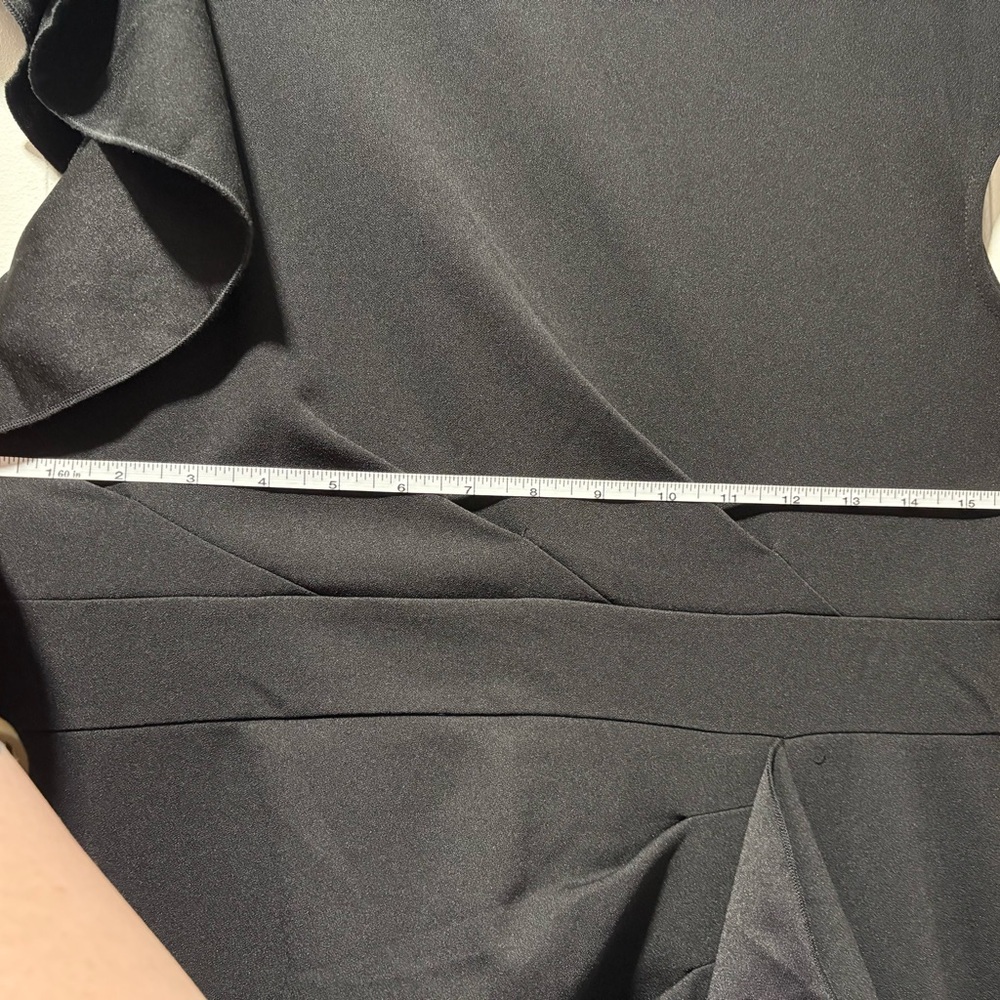 Black Ruffled One Shoulder Sheath Cocktail Dress - Picture 4 of 4